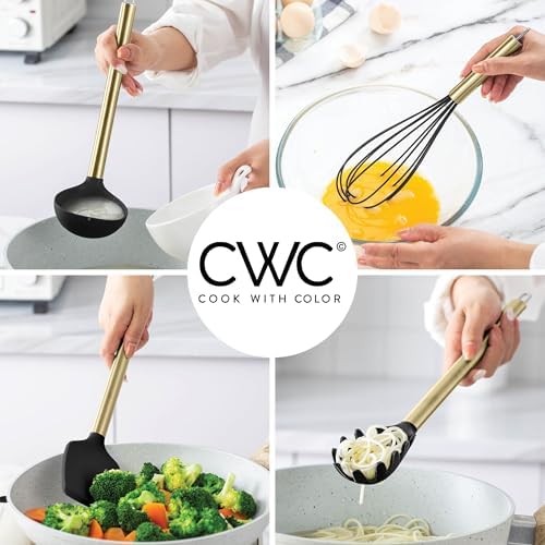 COOK WITH COLOR Silicone Cooking Utensils, Kitchen Utensil Set, Easy to Clean Silicone Kitchen Utensils, Cooking Utensils for Nonstick Cookware, Kitchen Gadgets Set with Holder, 11 Pieces - Image 5