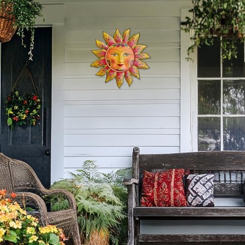 Metal Sun Wall Decor - Sun Flower Wall Art Decoration,Hanging Decoration for Home Garden Farmhouse Yard Patio Fence Living Room Bedroom - Image 4
