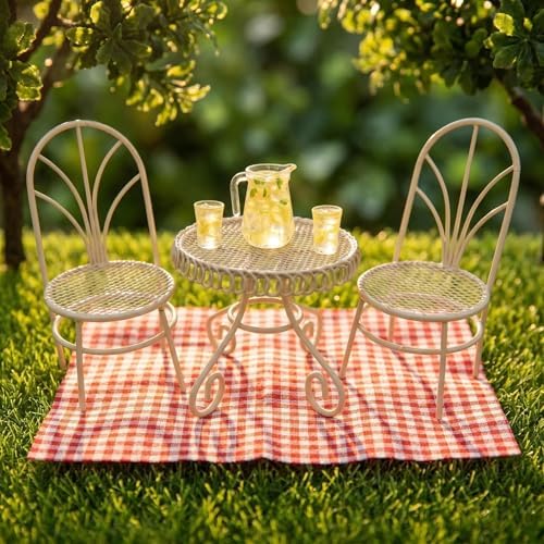 6 PCS Dollhouse 1/12 Miniatures Bistro Table Chair Set with Accessories - Image 5