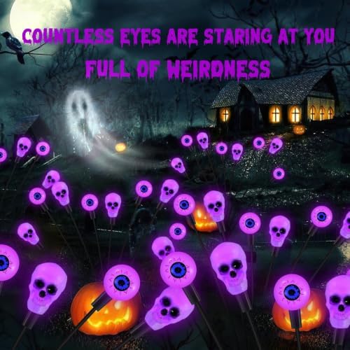 vignuto Halloween Decorations Outdoor, Scary Eyeball Lights,4PACKS 32LED,IP65 Waterproof,Halloween Decor for Garden/Yard/Patio/Lawn/Pathway(Purple) - Image 2