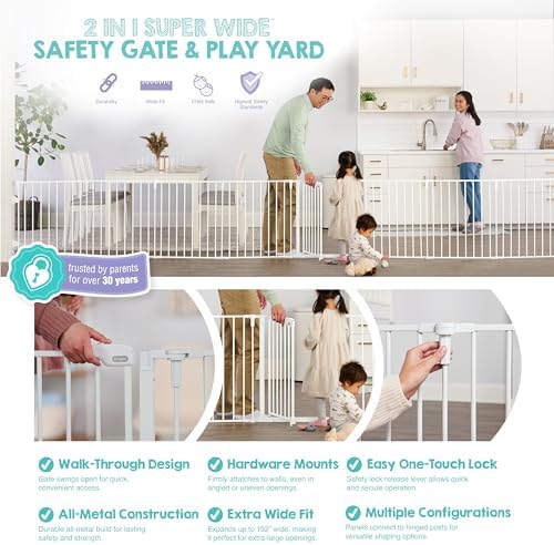 Regalo Safety 24"-192" Metal 2-in-1 Super Wide Baby Gate & Play Yard - Image 4