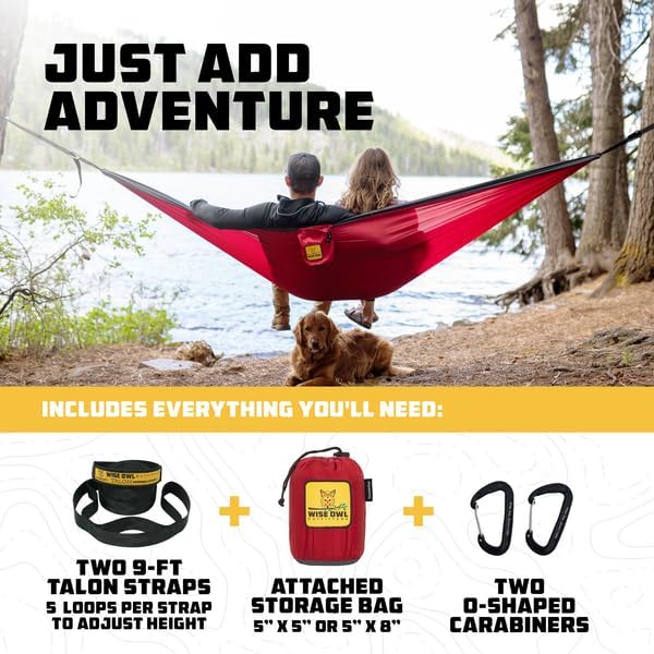Wise Owl Outfitters Hammock for Camping Single Hammocks Gear for The Outdoors Backpacking Survival or Travel - Portable Lightweight Parachute Nylon SO Lt Blue & Grey - Image 4