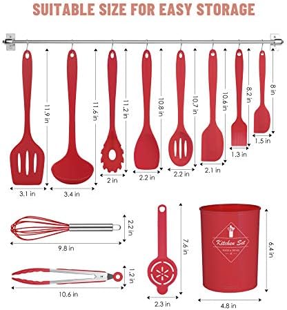 Red Kitchen Utensils Set-12 Pieces Silicone Cooking Utensils Set - Image 2