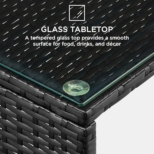 Best Choice Products 4-Piece Outdoor Wicker Patio Conversation Furniture Set for Backyard w/Coffee Table, Seat Cushions - Black/Black - Image 4