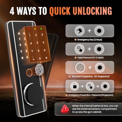 KAER Biometric Gun Safe Rifle,Gun Safes for Rifles and Pistols Holds 14-15 Firearms with Adjustable Racks & Pistol Storage,Fingerprint Keypad Lock Gun Cabinet for Home & Hunting for Enthusiasts - Image 2