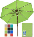EliteShade USA 10-Year-Non-Fading 9ft Market Patio Umbrella, Commercial Grade Table Sun Umbrella with 80 Solar LED Lights, Crank Open, Windproof & UPF 50+ UV Protection for Garden, Deck, Pool, Backyard, Macaw Green by EliteShade