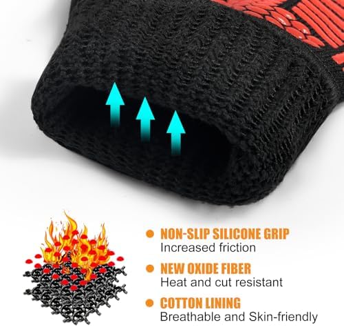 BBQ Gloves, 1472°F Heat Resistant with Silicone Grip Oven Mitts - Image 5