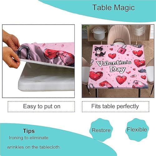 Outdoor Tablecloth Square Fitted, Love is in The Air Pattern Printed on Polyester Patio Bench Cover, Perfect for Meals Coffee Guest Dinners, Fit for 40" x 40" Square Tables - Image 3