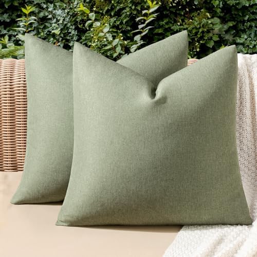 MIULEE Decorative Outdoor Pillow Covers Waterproof 16x16 Gray Green by MIULEE