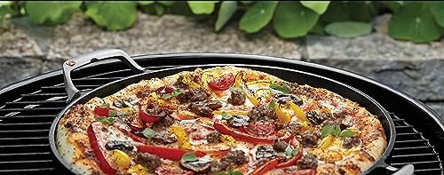 Outset BBQ Paella & Deep Dish Pizza Pan, 18.2” x 14.1” x 1.3" Cast Iron Pan - Image 5