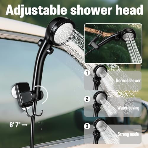 Portable Shower for Camping, 6000mAh Rechargeable Camp Shower Pump with Large Capacity Foldable Bucket, Filtered Shower Head, Outdoor Camping Shower Kit for Travel, Pet Bath, Car Washing - Image 4
