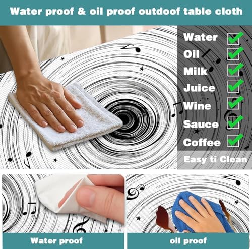 Picnic Table Cover with Bench Covers Camping Essentials Abstract Art Cosmic Vortex Pattern Waterproof Oilproof Fitted Camping Tablecloth Cover with Elastic Edge for Indoor Outdoor 3 PCS 30x96 Inch - Image 5