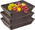GNIEMCKIN 3 PCS 16 Inch Wicker Bread Basket, Woven Serving Basket, Rectangular Fruit Baskets, Tabletop Food Serving Basket for Restaurant, Bakery, Crackers, Fruits, Vegetables and Snacks(Deep Coffee). by GNIEMCKIN
