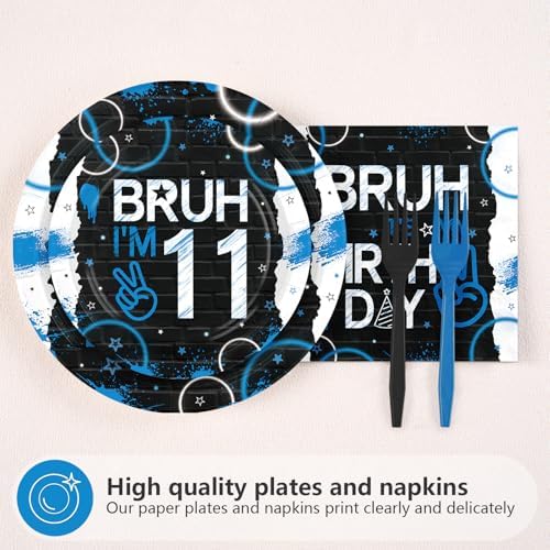 96 Pcs Bruh 11th Birthday Party Supplies for Boys, Serves 24 - Image 2