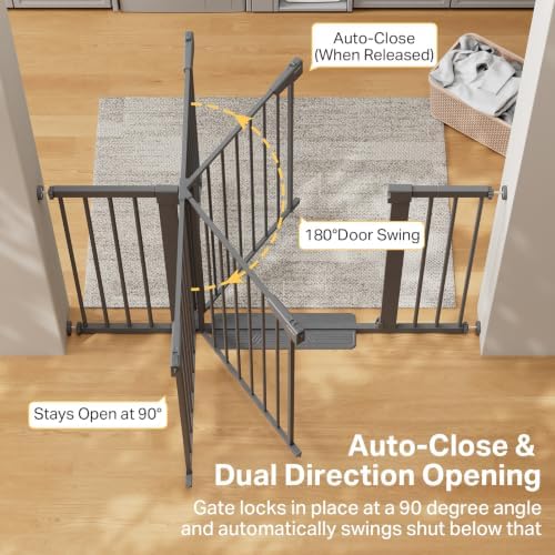 Cumbor 30-51.5 in Extra Wide Baby Gate for Stairs, Dog Gate, Cool Gray - Image 4