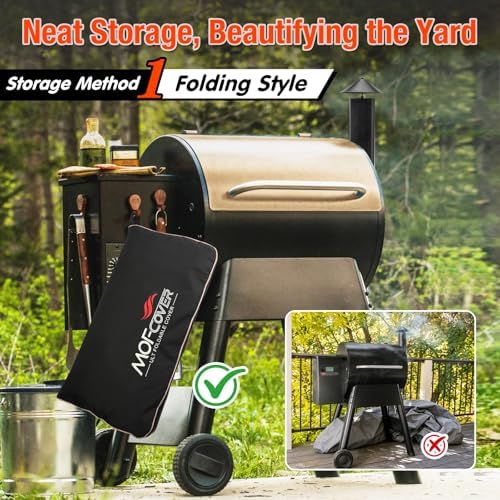 Foldable Grill Cover for Traeger Pro 22/575 Series, Waterproof 600D Heavy Duty Wood Pellet Smoker Cover, Fade＆Tear Resistant Pellet Grill Cover for Pro 20 Lil’ Tex Elite 22 Black - Image 2