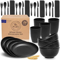 FOODLE Wheat Straw Dinnerware Set - RV, Camping, Picnic Plates Cups & Bowls by FOODLE