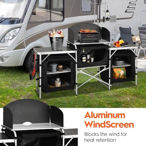 JOUYEK Cmaping Kitchen Table, Aluminum Folding Camping Cook Station - Image 6