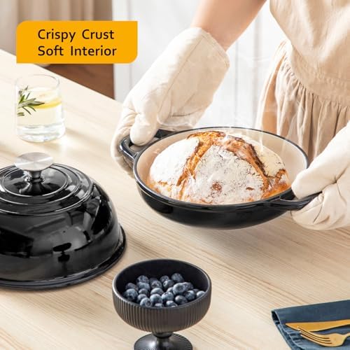 Velaze 5 QT Enameled Cast Iron Dutch Oven for Bread Baking with Dome Lid - Image 2