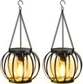 KOOPER Solar Lanterns Outdoor Waterproof, Upgraded Metal Hanging Solar Lights Outdoor Lanterns, Brighter Auto On/Off Outdoor Hanging Lantern for Yard Patio Pathway Porch Garden Decor 2 Pack by KOOPER