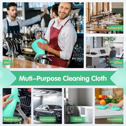 FIXSMITH Turquoise Microfiber Cleaning Cloth -Pack of 8, Highly Absorbent Cleaning Rags, 16"X12" All Purpose Cleaning Towels for Housekeeping, Kitchen, Car, Lint Free and Reusable Microfiber Towels - Image 7