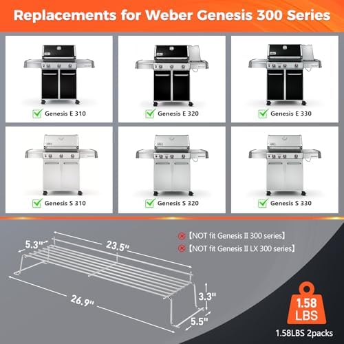 QuliMetal Stainless Steel Warming Rack for Weber Genesis 300 Series - Image 2