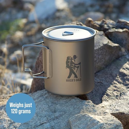 Hiker's Gold 750 ml Titanium Pot for Backpacking, Camping, Hiking - Image 2