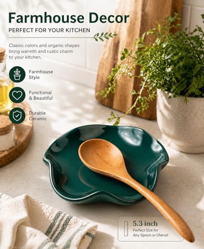 Miamolo Ceramic Spoon Rest for Kitchen Counter, Coffee Bar, Dishwasher Safe - Image 2