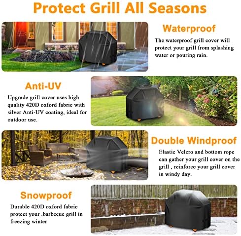 Aoretic Grill Cover, 60 inch BBQ Gas Grill Cover for Outdoor Grill, Grill Cover Barbecue Waterproof, Anti-UV for Weber Char-Broil Monument Nexgrill Spun Charbroil - Image 6