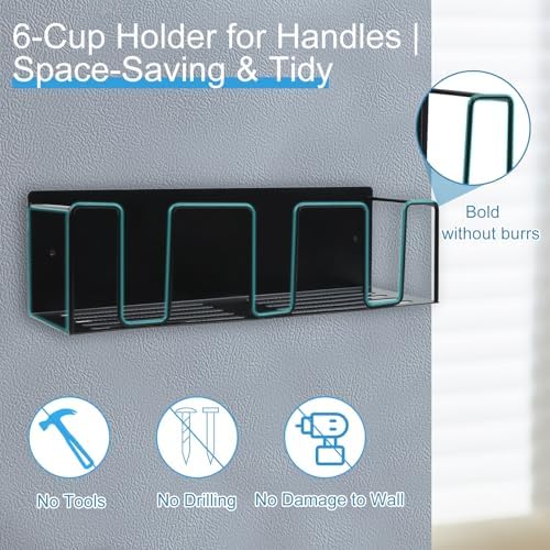 Strong Magnetic Stanley Cup Holder for Fridge, 2 Pack Magnetic Water Bottle Holder for Fridge with 1 Lid Rack & 6 Hooks, Space-Saving Storage Rack for Kitchen Fridge, Black - Image 5