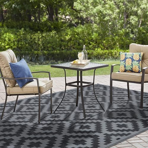 SAND MINE Waterproof Outdoor Rug 5x8 ft, Plastic Reversible Rug, Modern Area Rug, Large Floor Mat for Outdoors, RV, Patio, Backyard, Deck, Picnic, Beach, Camping, Black Grey Lattice - Image 5