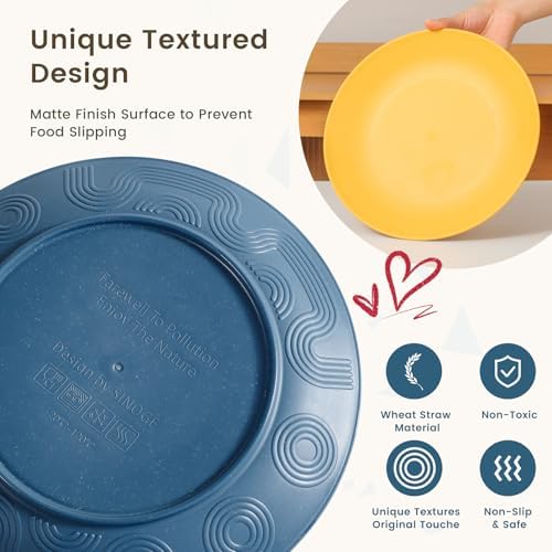 Homienly 40-Piece Premium Wheat Straw Dinnerware Sets, Service for 8, Unbreakable Plates and Bowls Set - Cups Sets, Dinner Plates, Bowls for Kitchen,Dishwasher and Microwave Safe Dishes Set - Multi - Image 4
