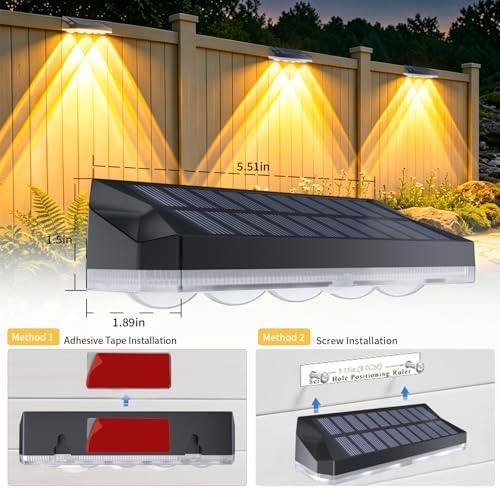 Tenmiro Solar Fence Lights Outdoor 10 Pack, 40 Modes RGB & Cold/Warm White Wall Lights with 5 Lens, IP67 Waterproof Dusk to Dawn Outside Lighs for Backyard, Patio, Yard, Pool, Deck, Railing Decor - Image 7