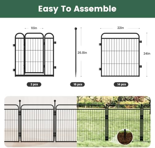 Gardner Pet Dog Playpens, 24" H 16 Panels Dog Pen Outdoor/Indoor Dog Fence Exercise Pen for Small Dogs, Foldable Pet Play Yard Gate with Gravity Automatic Lock, Pet Playpen, Black - Image 2