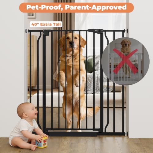 40" Extra Tall Baby Gate No Drilling, Auto Close Dog Gate, Black - Image 2