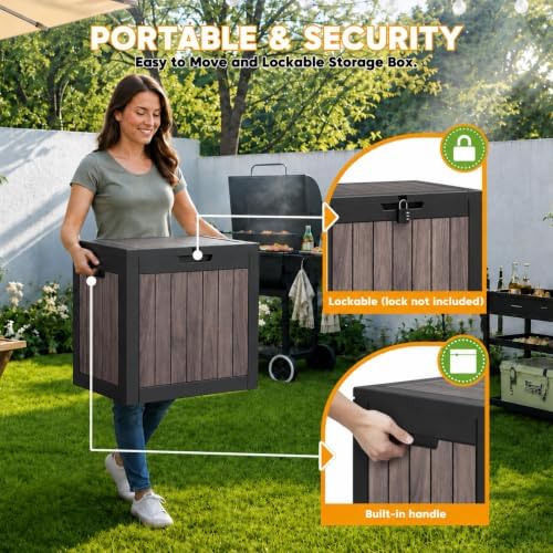 KAMABOKO 35 Gallon Outdoor Storage Box Waterproof Deck Box for Patio - Image 5