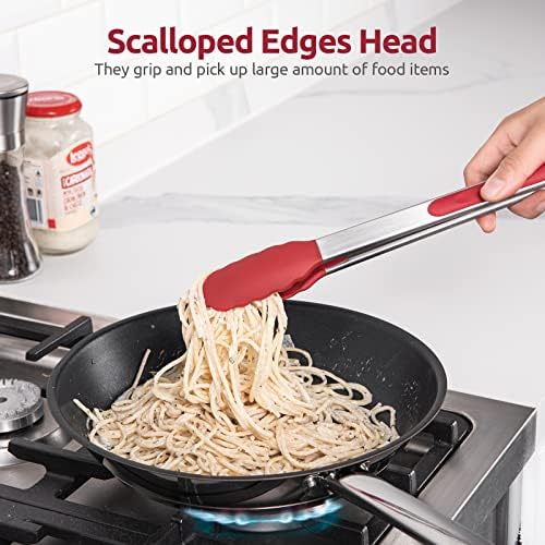 U-Taste Kitchen Tong for Cooking, 600ºF Heat-Resistant Silicone, 12in/Red - Image 4