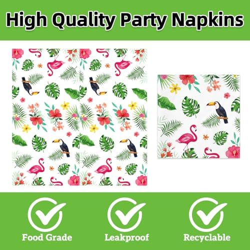 40pcs Flamingo Party Decorations Hawaiian Plates and Napkins Summer Flamingo Themed Tableware Set for Girls Kids Birthday Baby Shower,Suitable for 20 Guests - Image 4
