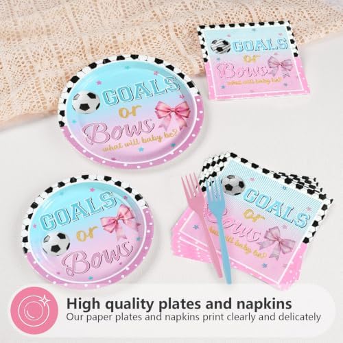 96Pcs Goals or Bows Gender Reveal Party Decorations, Serves 24 - Image 4