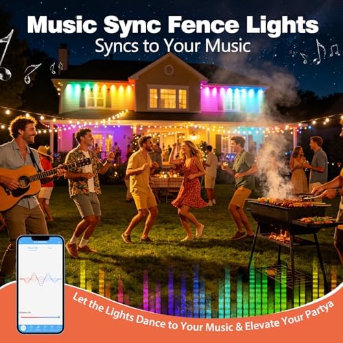 Outdoor Fence Lights Plug in, 50FT RGBIC LED Fence Lights, App & Remote Control, 100 Scene Modes, IP67 Waterproof Outdoor Lights for Backyard, Patio, Deck - Brighter Than Solar Lights - Image 5