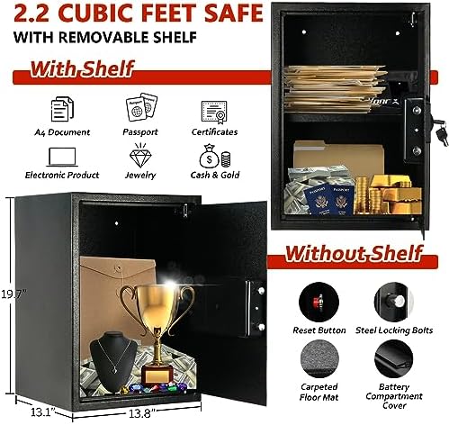 Voncabay Money Safe Box for Home with Digital Keypad, 2.2 Cu. Ft., Black - Image 3