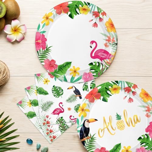 40pcs Flamingo Party Decorations Hawaiian Plates and Napkins Summer Flamingo Themed Tableware Set for Girls Kids Birthday Baby Shower,Suitable for 20 Guests - Image 6