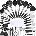 Silicone Cooking Kitchen Utensil Set, Umite Chef 43 PCS Heat Resistant Kitchen Utensils Gadget Set-Stainless Steel Handle- Kitchen Spatula Tools for Nonstick Cookware, Kitchen Accessories(Black) by UmiteChef
