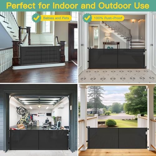 Reinforced 60" Wide Retractable Baby Gates for Dogs, Prevent Crawling Under - Image 4