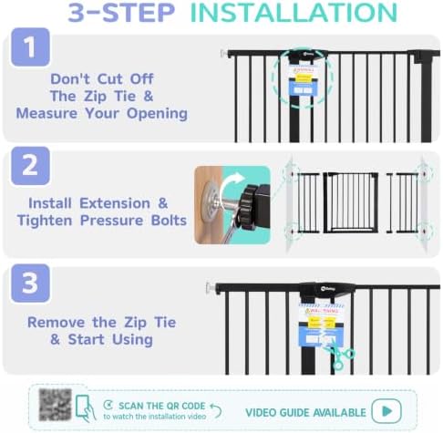 Sekey Baby Gate for Stairs, 30-57" Extra Wide No Drilling Dog Gate - Image 5
