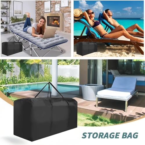 68" Extra Large Waterproof Outdoor Cushion Storage Bag – Heavy Duty Patio Furniture Cover with Zipper,Handles for Pool Decor,Christmas Tree Storage & Moving (173x76x51cm) (Black) - Image 3