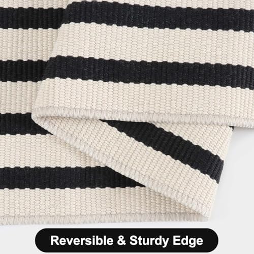 Fall Front Door Mat 2.3'x3.6', Cotton Washable Striped Outdoor Rug - Image 5