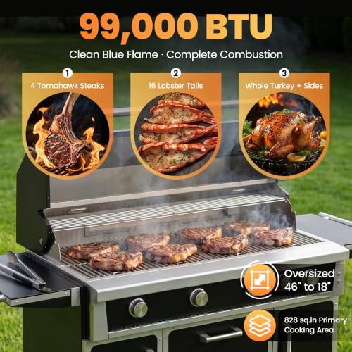 49" Stainless Steel Propane Gas Grill, 4 Burners & Infrared Burner, Black - Image 4