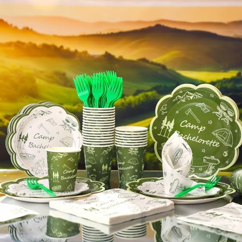 Zubebe 175 Pcs Camp Bachelorette Plates Cups Napkins Sets Serves 25 - Image 2