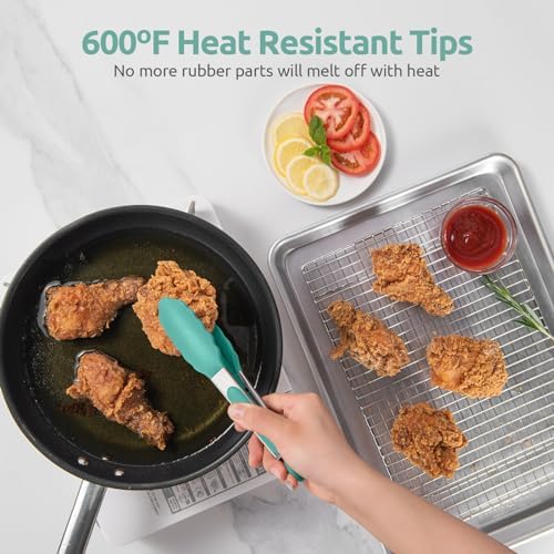 U-Taste Kitchen Tong for Cooking, 600ºF Heat-Resistant Silicon, 7"/Aqua Sky - Image 3